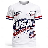 tanie Koszulki biegowe i topy-Męskie Koszulka piłkarska Geometryczny USA Flaga Ameryki Bluzki typu pullover Koszulka sportowa Lato Kolorowy blok Krótki rękaw Codzienny Obuwie sportowe Spandeks UPF 50 Szybkie wysychanie Odprowadza