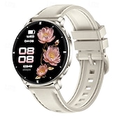baratos Smartwatch-Smart Watch with Built-in Flashlight for Men Women, Round HD Touch Screen Fitness Tracker with Heart Rate Sleep Monitor, Waterproof Sport Smartwatch for Android iOS, Pedometer, Stylish Leather Strap