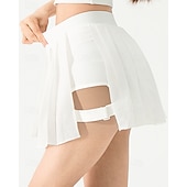 cheap Women's Skirts &amp; Skorts-Women's Solid Colored Casual Skirt Tennis Skirts with Shorts Sport Skirt Sleeveless Pleated Pocket High Waist Elastic Sweat-Wicking Breathable Tennis Golf Pickleball Skirt Black White Wine Tennis
