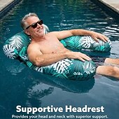 preiswerte Freizeit im Freien-Aufblasbarer Poolstuhl, gepolsterte Schwimmliege aus PVC-Oxford-Gewebe mit Poolnudelhalterung, Poolliege für Erwachsene für Pool, See, Strand, Gartenparty, sommerliche Entspannung