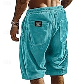  Męskie Szorty Szorty na co dzień Sztruksowe szorty Kieszeń Elastyczny pas Równina Oddychający Do kolan Na zewnątrz Urlop Dzienne zużycie Urlop Moda Czarny Biały Średnio elastyczny