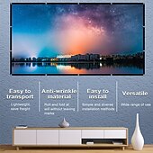 cheap Projector Screens &amp; Accessories-Projector Screen 16:9 HD 4K, Foldable Portable Projection Screen for Home Theater, Indoor Outdoor Movie Screen with Reinforced Edges and Grommets, Anti-Crease Video Screen for Office &amp; Backyard