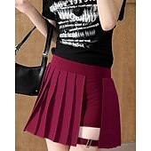 cheap Women's Skirts &amp; Skorts-Women's Solid Colored Casual Skirt Tennis Skirts with Shorts Sport Skirt Sleeveless Pleated Pocket High Waist Elastic Sweat-Wicking Breathable Tennis Golf Pickleball Skirt Black White Wine Tennis