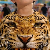 preiswerte Jungen 3D Tiere-Jungen 3D Grafik Tiermotiv Leopard Sweatshirt Pullover Langarm 3D-Druck Frühling Herbst Aktiv Mode Streetwear Kinder 4-12 Jahre Rundhalsausschnitt Lässig Täglich Outdoor Normale Passform