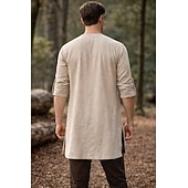  Medieval Renacimiento Camisas Sayo Larga Pirata Vikingo Disfraz Hombre Vikingo Pirata Víspera de Todos los Santos Carnaval Rendimiento LARP Feria Ren Adulto Camisas