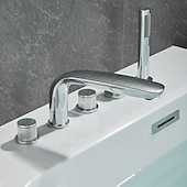 billige Badekraner-Badekarskran - Moderne Krom Frittstående Messing Ventil Bath Shower Mixer Taps