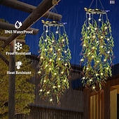 voordelige Landschapsverlichting-LED-tuinverlichting op zonne-energie met kunstmatige hangende bamboebladeren, imitatie hangende klimplanten, kunstmatige bamboe- en wilgenbladverlichting, geschikt voor tuinen, bruiloften en feesten,