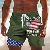 economico Shorts Patriottici 250-Per uomo 4 luglio, 250° anniversario degli Stati Uniti Bandiera degli Stati Uniti Noi, il popolo Pantaloncini foderati Pantaloncini da bagno 2 in 1 Pantaloncini da mare Misura del girovita medio