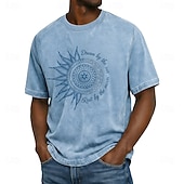 economico Tropische Urlaub-T-Shirts-T-shirt da uomo "dream by the sun rest by the moon" con mandala sole e luna, stile boho celeste, lavaggio acido, stile streetwear vintage, grafica, manica corta, girocollo, casual, abbigliamento