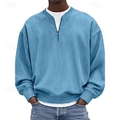 voordelige Basis Sweatshirts-Voor heren Sweatshirt Sweatshirt met kwartrits blauw Zwart Wit Lichtgroen Marineblauw Halve rits Effen Kwart ritssluiting Dagelijks Sport &amp; Outdoor Feestdagen Polyester Streetwear Basic Casual Lente