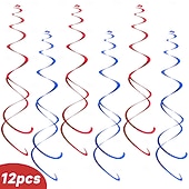  Set di stendardi decorativi per il 250° anniversario del giorno dell'indipendenza degli Stati Uniti, include 24 stendardi, 10 bandierine, 8 festoni, 12 spirali, 2 tende di tulle &1 tovaglia, ideale