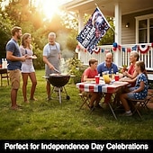 abordables 250e Anniversaire-Drapeau commémoratif du 250e anniversaire des États-Unis orné d'un aigle à tête blanche, de feux d'artifice et de la devise « Nous, le peuple » : décoration extérieure patriotique idéale pour les célébrations.