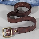 abordables Cinturones de hombre-Hombre Cinturón Hebilla automática Cobre Cuero Vintage Ropa de calle Ocio Color sólido Rojo tinto Negro Diario Exterior Negocio Formal Cinturón de Cintura