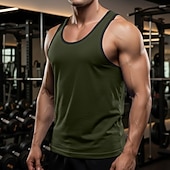 baratos Camisetas sin mangas de gimnasio-Men's Tank Top Vest Undershirt Sleeveless Shirt Sleeveless U Neck Scoop Neck Summer Solid Color Plain Fashion Sporty Classic Color Block Casual Gym Street White Top Tee for Men
