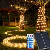 olcso Napelemes-100 m-es kültéri napelemes fényfüzér, 1000 LED, IP65 vízálló, 31 V-os napelem &amp;USB-ről tölthető, 8 funkciós távirányítóval, dekoratív LED-es lámpák kertbe, teraszra, medencébe, esküvőre, partira