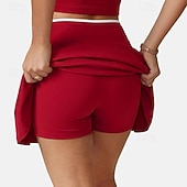 tanie Spódnice i szorty damskie-Damskie Solidne kolory Spódnica casualowa Spódnice tenisowe z szortami Spódnica sportowa Kieszeń Wysoka talia Elastyczny Odvádí pot Oddychający Bransoletka tenisowa Golf Pikle Spódnica Czarny Biały