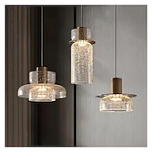 levne Design bubnu a kuželu-Kreativní závěsné světlo z prasklého skla, čiré jantarové, do jídelny, ložnice, baru, obchodu s LED diodami, nastavitelné, moderní