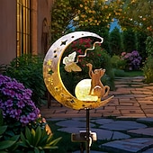 olcso Pathway Lights &amp; Lanterns-kültéri napelemes vízálló macska &amp;pillangós fém világító gömb alakú karólámpa, dekoratív led kert, udvar, ösvény, gyep, terasz, villa, farm hangulat &amp;tájvilágítás