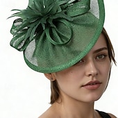 billige Fascinatorer-fascinators Linfrø Bryllup Bursdag Årgang søt stil Retro Rød Med Fjær Blomster Hodeplagg Hodeplagg