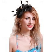 billige Fascinatorer-fascinators Linfrø Fjær Bryllup Bursdag Elegant søt stil Med Fjær Hodeplagg Hodeplagg