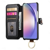 abordables 2026 Samsung Galaxy S26 Serie-teléfono Funda Para Samsung galaxia S26 S26 Plus S26 Ultra Tarjetas billetera Gire la tapa Cremallera con correa de muñeca Caballete Retro TPU Cuero de PU