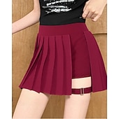 cheap Women's Skirts &amp; Skorts-Women's Solid Colored Casual Skirt Tennis Skirts with Shorts Sport Skirt Sleeveless Pleated Pocket High Waist Elastic Sweat-Wicking Breathable Tennis Golf Pickleball Skirt Black White Wine Tennis