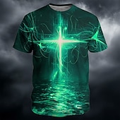  Amerikas 250. Jubiläum Herren Bibel Kreuz T-Shirt Kurzarm T-Shirt 3D-Druck Rundhalshemd Religöse Lässige Alltags-Party Blau Rot Grün Sommer Frühling Bekleidung