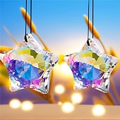 cheap Wall Sculptures-1/6Pcs Rainbow Pentagram Star Crystal Suncatcher  Prism Pendant Crafts for Home Office Garden Decoration Rainbow Maker Window Pendant