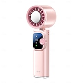cheap Handheld Fans-Handheld Fan with Cooling Plate, Portable Personal Fan, Digital Display 199 Speeds Adjustable, Foldable Mini Fan with Lanyard, High Speed Turbo Fan for Women Men Travel, Outdoor, Office