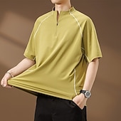  Homens Camisas Polo Polo Quarter Zip Casual Diário Quarter Zip Manga Curta Moda Básico Tecido Resfriamento Quarter Zip Verão Primavera Normal Preto Rosa Verde Camisas Polo