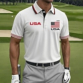  4 de julio de 2026, 250 aniversario Hombre Bandera estadounidense de los Estados Unidos Golf Camisetas polo deportivas Manga Corta Camisas de polo Camisas con cuello Casual Ropa Deportiva Ropa