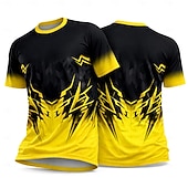  男性用 サッカーユニフォーム 幾何学模様 勾配 ランニングトップ アスレチックTシャツ 夏 半袖 UPF 50 速乾性 吸汗性 高通気性 トーナメント サッカー ジム ランニング しつけ用品 スポーツ 黄色 / ブラック スポーツウェア アクティブウェア
