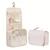 abordables stockage de bagages et de voyage-Trousse de toilette en sergé, grande capacité, portable et multifonctionnelle, idéale pour les voyages. Trousse de toilette unisexe avec crochet de suspension, pochette à maquillage, organisateur de