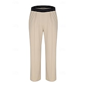 abordables pantalons décontractés-Homme Pantalons Pantalon décontracté Avec Poches Taille Élastique Bloc de Couleur Confort Longueur complète Quotidien Maison Extérieur Simple Style Classique Noir bleu marine Non Elastique