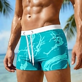 זול הדפס גיאומטרי-בגדי ריקוד גברים תבנית גאומטרית אמנות מופשטת מכנסי שורט בגדי ים מכנסי גלישה מכנסי שחייה מותן בינוני הוואי חופשת חוף שרוך עם בטנת רשת אלסטית מותניים מְעַצֵב ביגוד