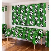 رخيصةأون مباراة كرة القدم العالمية 2026-طقم من 3 مفارش طاولة لكرة القدم، مناسبة لمباريات الصيف العالمية، مقاس 54 × 108 بوصة، غطاء طاولة من البولي إيثيلين المقاوم للماء للاستخدام مرة واحدة، زينة طاولة لحفلات ذات طابع رياضي، مثالية لأعياد