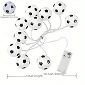 abordables Alimentación por batería-1 cadena de luces LED de 2 m y 10 ledes para balón de fútbol: luces LED de interior con caja de batería, luz cálida, luz blanca y opciones de luz de colores para sala de estar, dormitorio, fiesta y