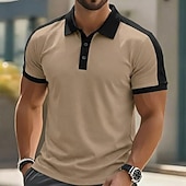 abordables Polo classique pour homme-Homme Polo Chemise de golf Occasionnel Sports Classique Manche Courte Mode Frais Bloc de Couleur Boutons Été Printemps Printemps &amp; Automne Coupe régulière Noir Blanche Rouge Bordeaux Kaki Gris Claire