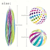 cheap Outdoor Recreation-2PCS Polka Dot Beach Balls Inflatable PVC Water Play Balls with Colorful Stripes for Outdoor Pool, Swimming Pool, Beach Party Decoration and Outdoor Activities