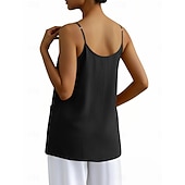 baratos Blusas Simples-Regata feminina com bolso, lisa, moderna, elegante, clássica, sem mangas, gola redonda, ideal para uso diário, passeios e fins de semana. Cores: azul, preta, branca, amarela, rosa. Verão e primavera.