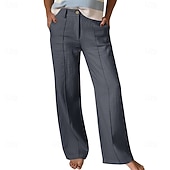 economico Pantaloni di Lusso-Per donna Pantaloni Pantaloni Estivi Pantaloncini casual Vacanza Moda Casual Quotidiano Lunghezza intera Vita Alta Tinta unica Semplice Cerniera Tasca Gamba Dritta Comodità Morbido Traspirante