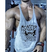 billiga Löpar-T-shirts och linnen-Herr Grafisk Bokstav Träningströja Linne för jogging Gymlinne Sommar Ärmlös Snabb tork Fuktabsorberande Gymträning Aktiv träning Träning Blå Svart Vit Sportkläder Sportkläder