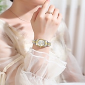 economico Orologi al quarzo-orologio da polso da donna di lusso, orologio da polso al quarzo da donna con cinturino in acciaio inossidabile bicolore oro argento e lunetta scanalata &amp;orologio elegante e impermeabile da donna,