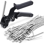 Недорогие зажимы и плоскогубцы-Пистолет для кабельных стяжек из нержавеющей стали со 100 металлическими стяжками длиной 11,8 дюймов, специальный инструмент для затягивания и обрезки стальных стяжек, детали для забора из