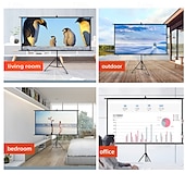 cheap Projector Screens &amp; Accessories-Projector Screen with Stand, 16:9 HD 4K Portable Projection Screen for Indoor Outdoor Home Theater, Foldable Movie Screen with Tripod, Adjustable Height for Backyard Cinema &amp; Office Presentation