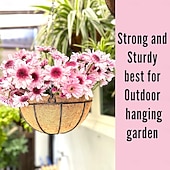 abordables Fleurs artificielles-Jardinières suspendues pour plantes d'extérieur (lot de 2, 30 cm), paniers suspendus avec doublure en fibre de coco, supports de plantes ronds en fil de fer, crochets et chaînes pour terrasse, porche,