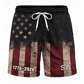economico Shorts Patriottici 250-Per uomo 4 luglio, 250° anniversario degli Stati Uniti Bandiera degli Stati Uniti 1776 Costumi da bagno Pantaloncini da mare Pantaloncini da Surf Misura del girovita medio Patriotico Ferie Tasche