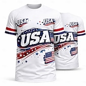 tanie Koszulki biegowe i topy-Męskie Koszulka piłkarska Geometryczny USA Flaga Ameryki Bluzki typu pullover Koszulka sportowa Lato Kolorowy blok Krótki rękaw Codzienny Obuwie sportowe Spandeks UPF 50 Szybkie wysychanie Odprowadza