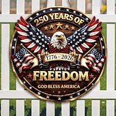  Dřevěná cedule s vlasteneckou cedulí k 250. výročí USA, dekorace na dveře s orlem, Zvonem svobody a Sochou svobody ke Dni nezávislosti, 1776–2026, dekorace na vstupní dveře ke 4. červenci