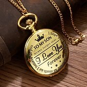 abordables Cadeaux-Montre de poche gravée pour fils, je t'aime, cadeaux d'une maman ou d'un papa, cadeau d'anniversaire ou de Noël, montres à gousset avec chaîne